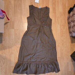 Sleeveless V-neck Linen Cotton Dress Sz6